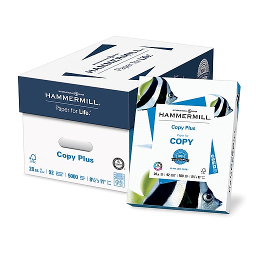 HammerMill® Copy Plus White 20 lb. Copy Paper 8.5x 11 in. 5000 Sheets per Carton - Sku: 27061 | 5000 SHEETS PER CARTON